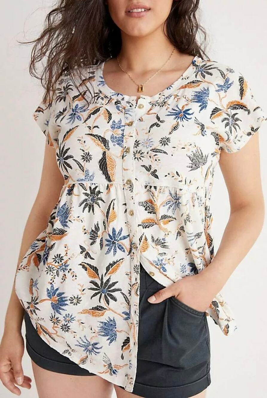 ANTHROPOLOGIE Babydoll Printed Top XS
